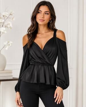 bebe Black Silky Cold Shoulder Going Out Top Size 2 Y2K